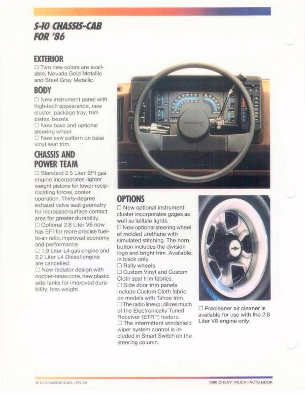 1986 Chevrolet Truck Facts Brochure Page 95